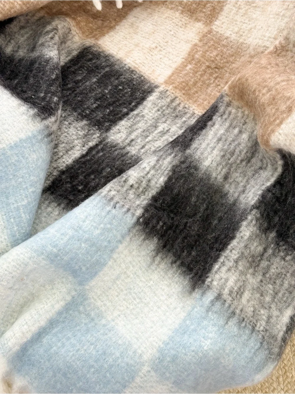 Anthropologie Cozy Cocoon Fringed Throw Blanket